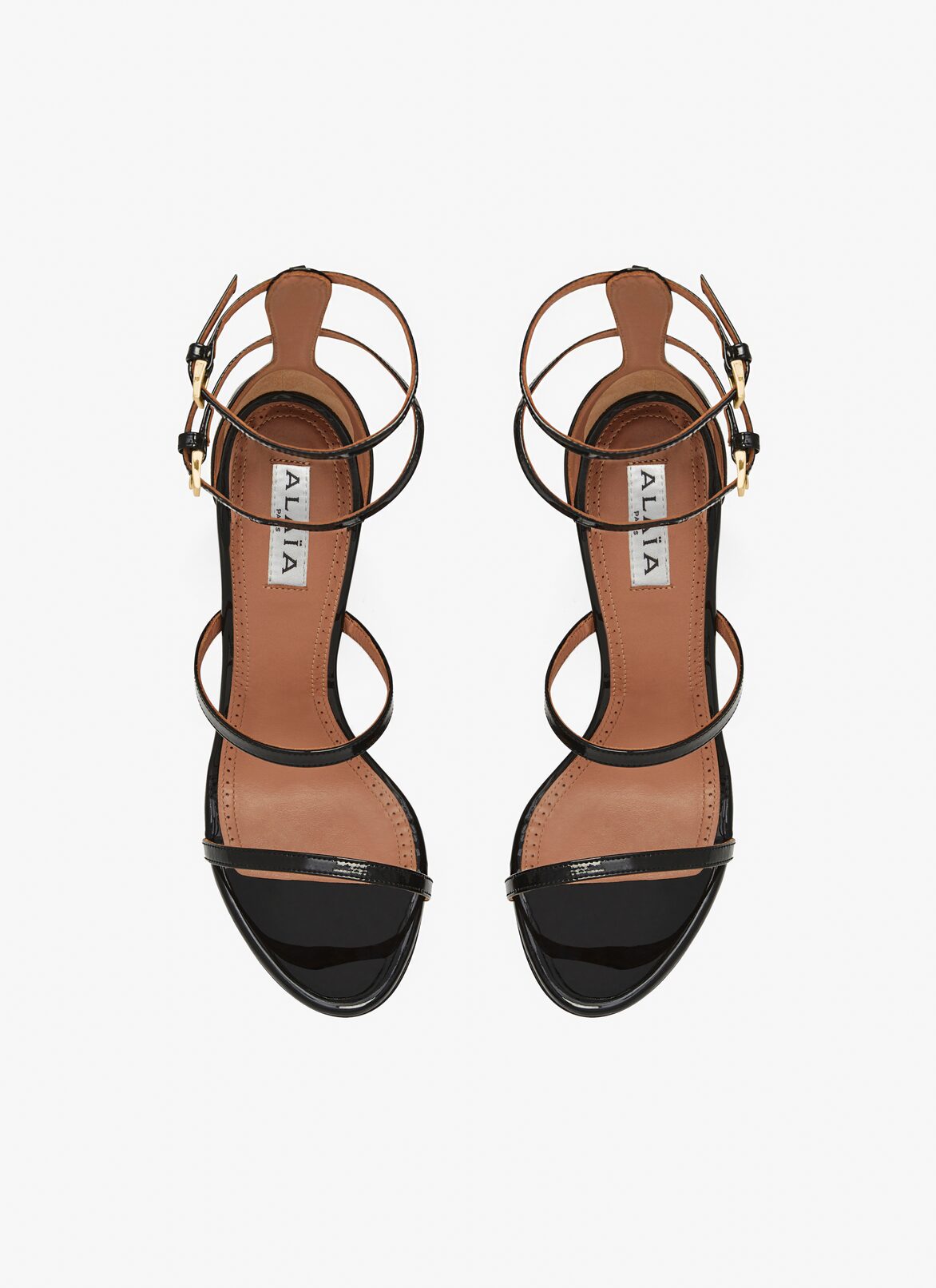 Cabaret sandals in patent calfskin ALAÏA BLACK CABARET SANDALS IN PATENT CALFSKIN